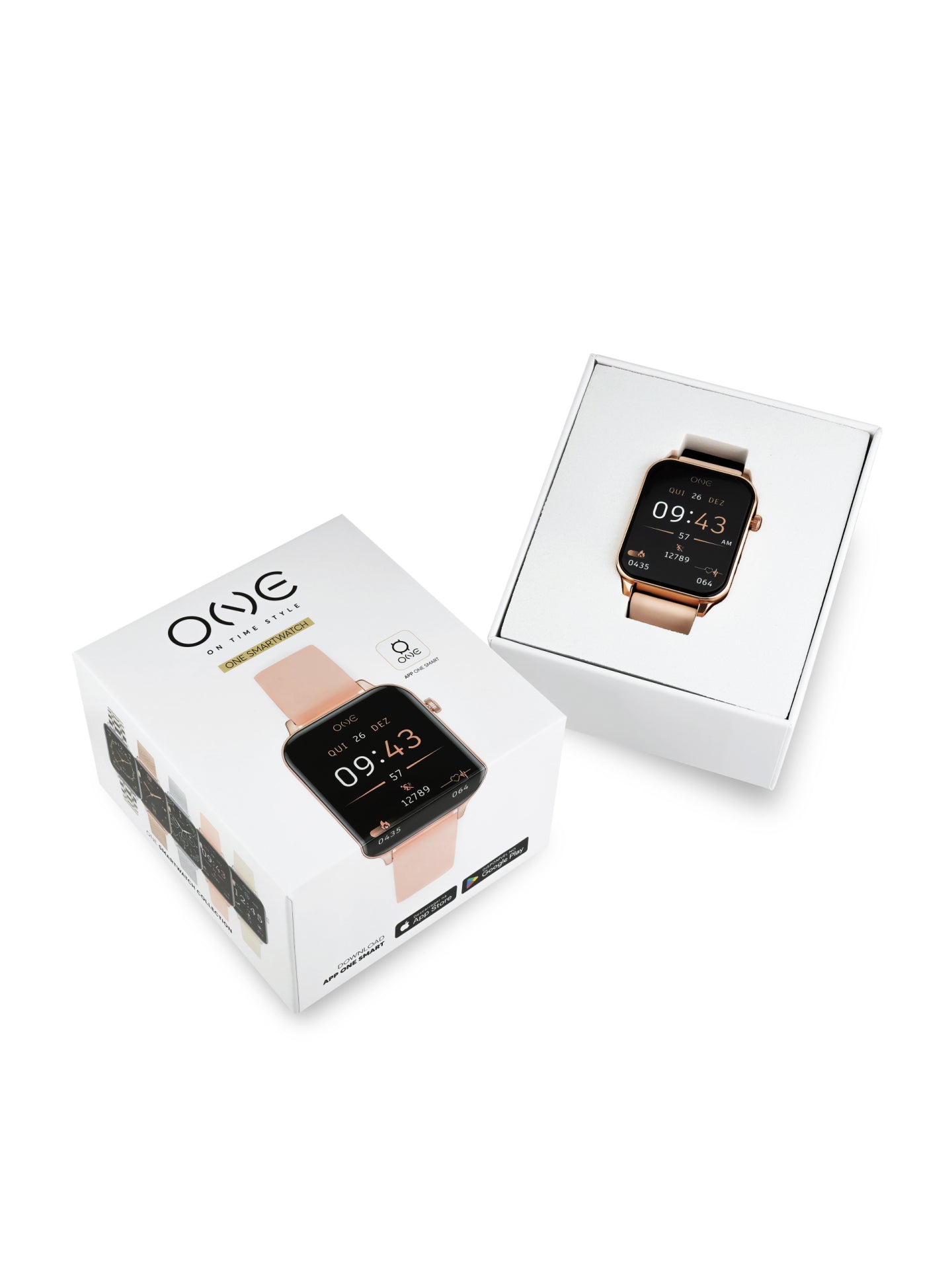 One Frame Rose Gold Silicone Smartwatch