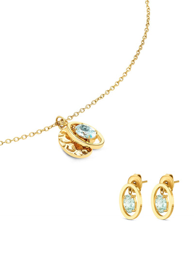 One Birthstone March Necklace & Earrings Set