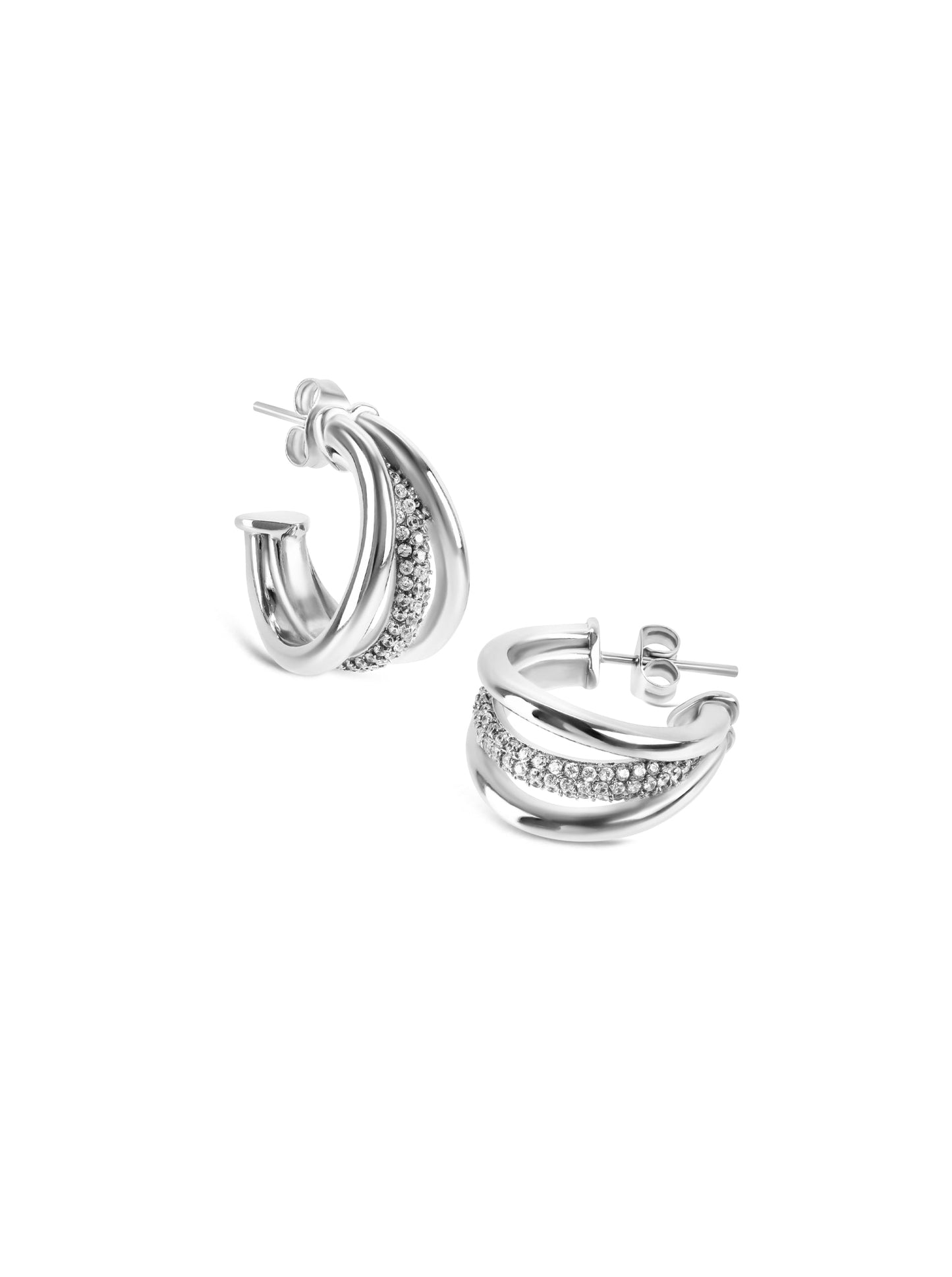 One Silver Frost Crystal Earrings