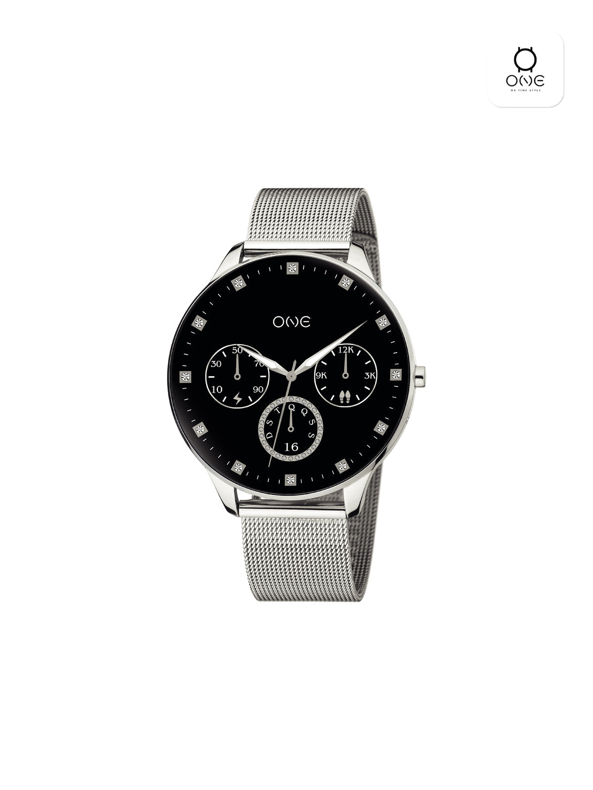 One Slim Silver Mesh Smartwatch