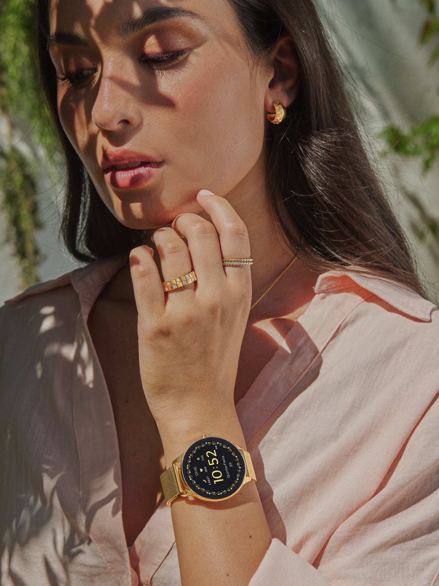 One Slim Gold Mesh Smartwatch