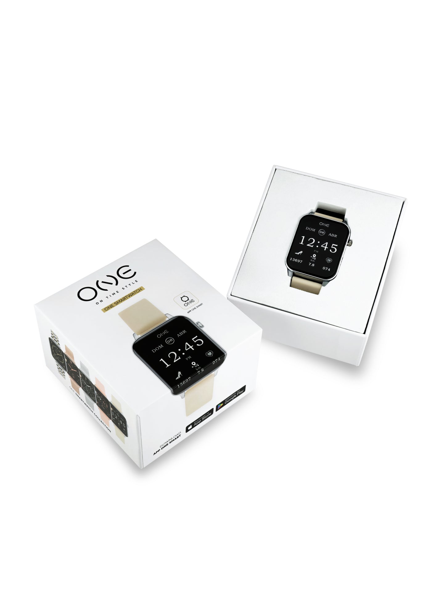 One Frame Beige Silicone Smartwatch