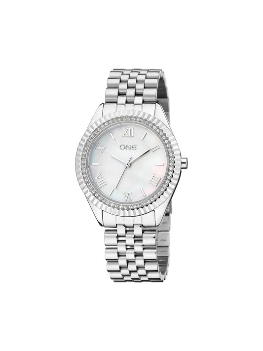 One Celebrity Crystal Silver Watch