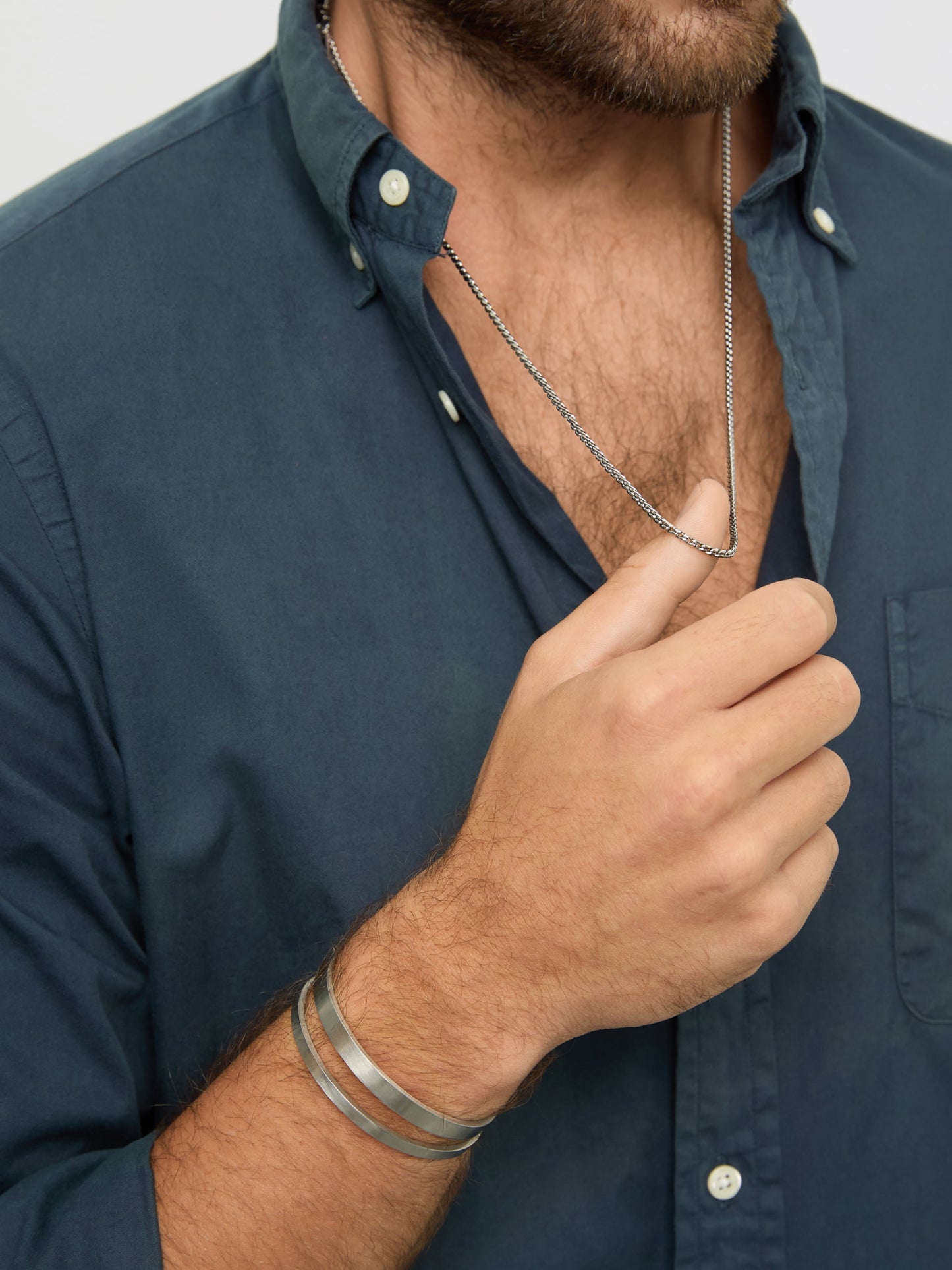 One Men Fine Pulse Silver Cuff