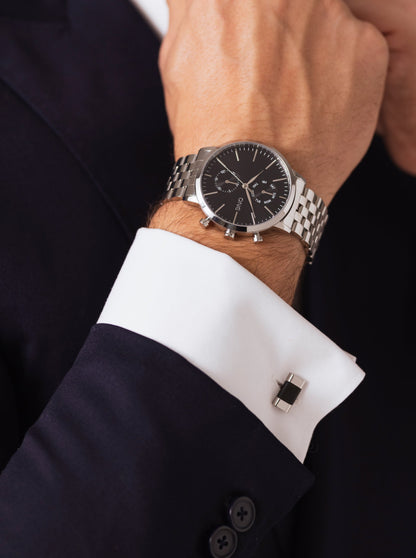One Men Noble Steel Cufflinks
