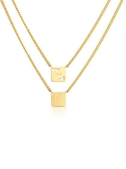 One Men Shield Gold Scapular Necklace