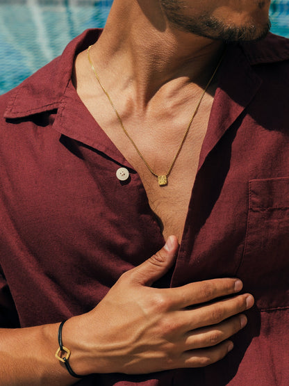 One Men Shield Gold Scapular Necklace