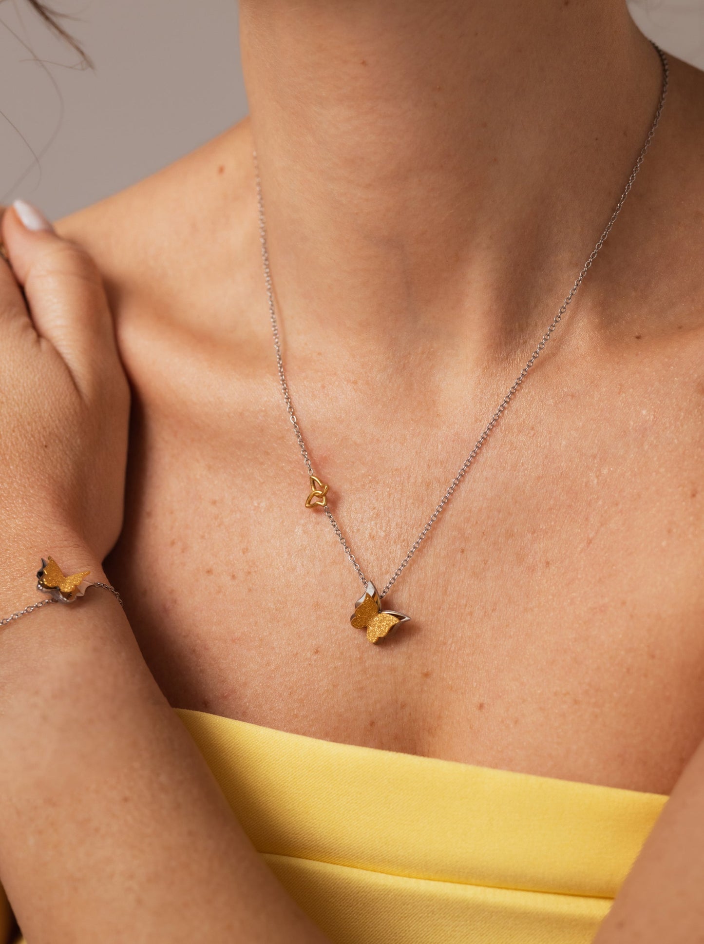 One Butterfly Duo Necklace