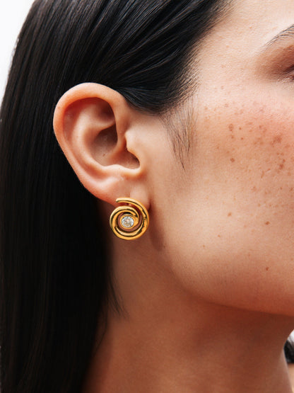 One Chess Spiral Earrings