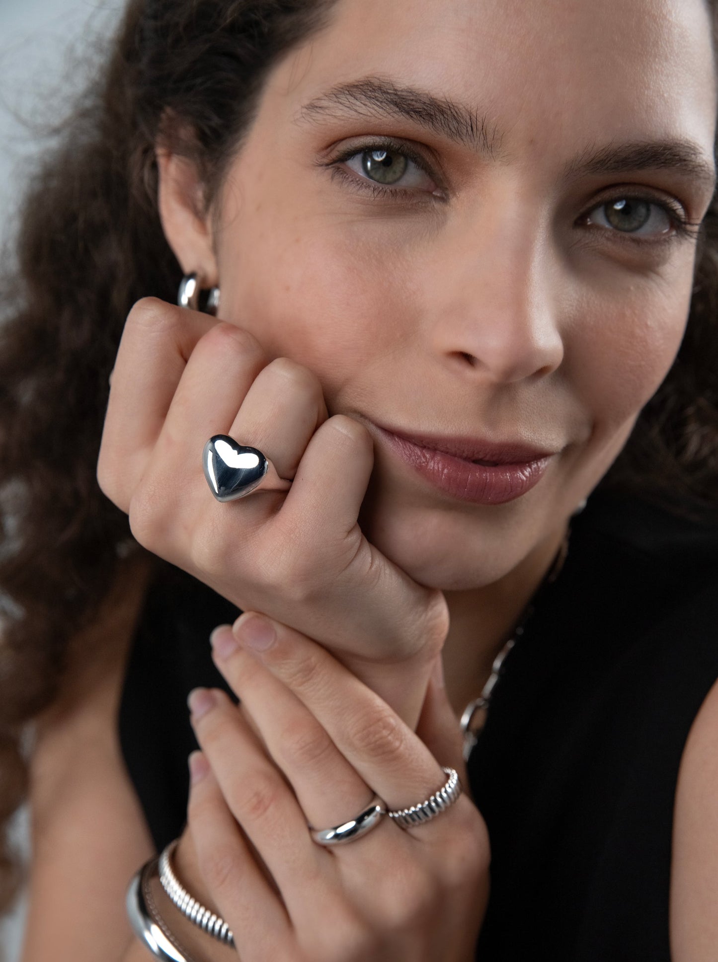 One Crazy Heart Big Silver Ring
