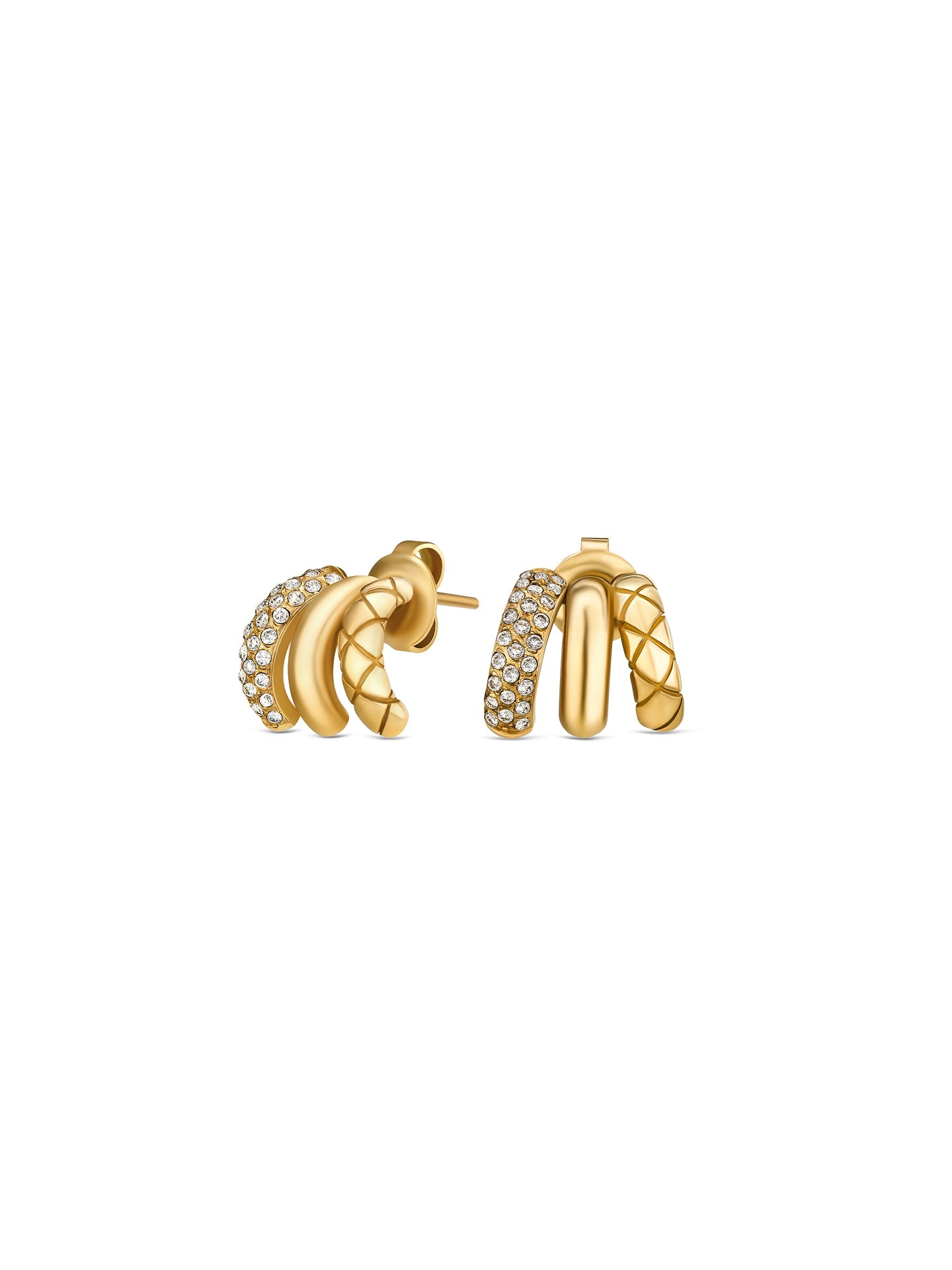 One Delightful Triple Gold Earrings