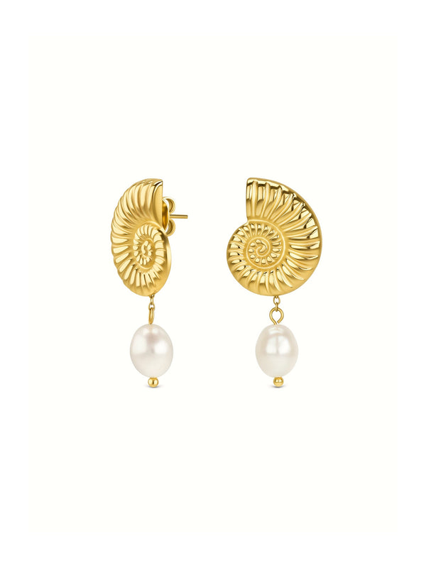 ONE Coral Pearl Gold Earrings