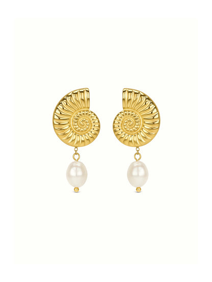 ONE Coral Pearl Gold Earrings