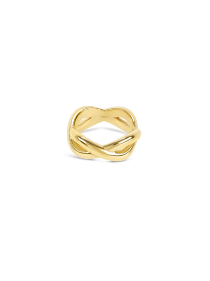 One Infinity Crossed Gold Ring