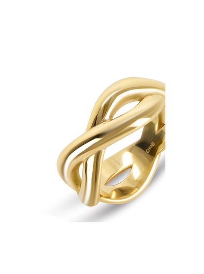 One Infinity Crossed Gold Ring
