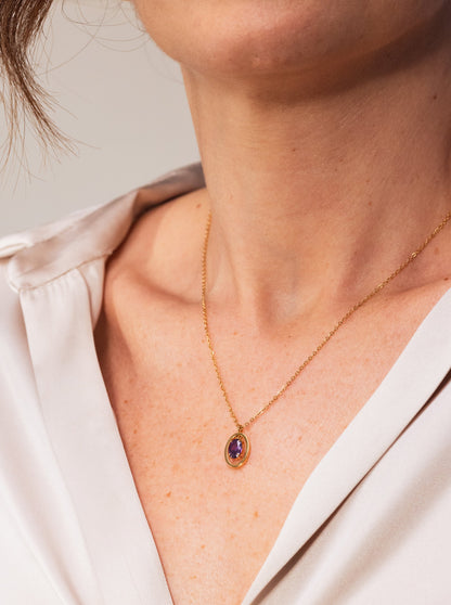 One Birthstone Necklace February - Wisdom