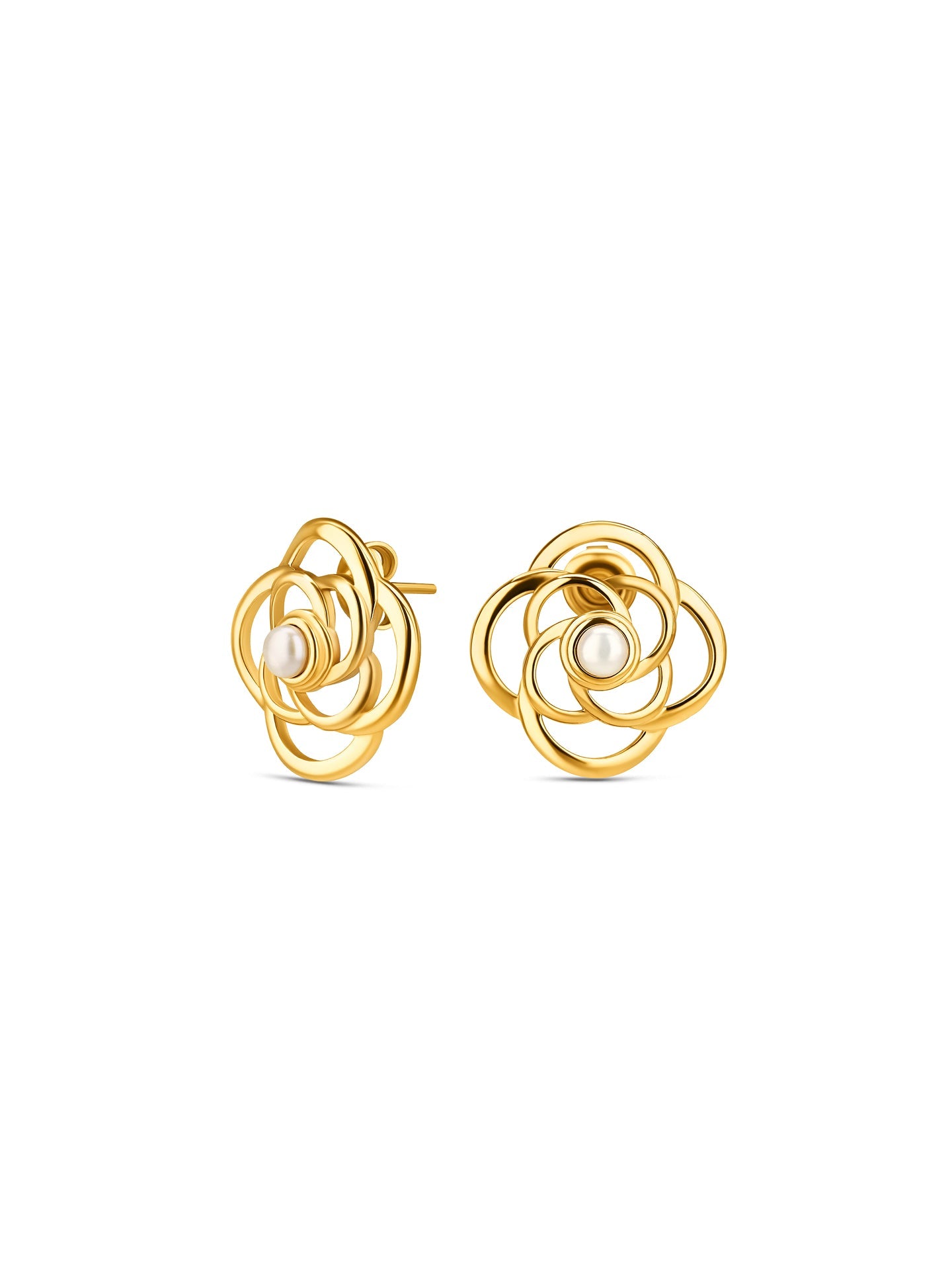 One Rose Blossom Pearl Earrings
