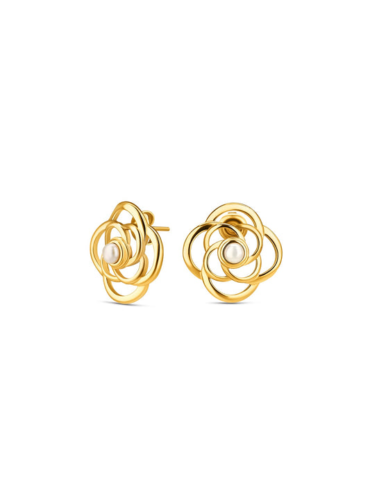 One Rose Blossom Pearl Earrings