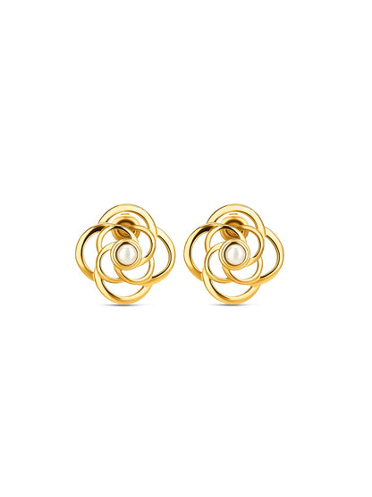 One Rose Blossom Pearl Earrings