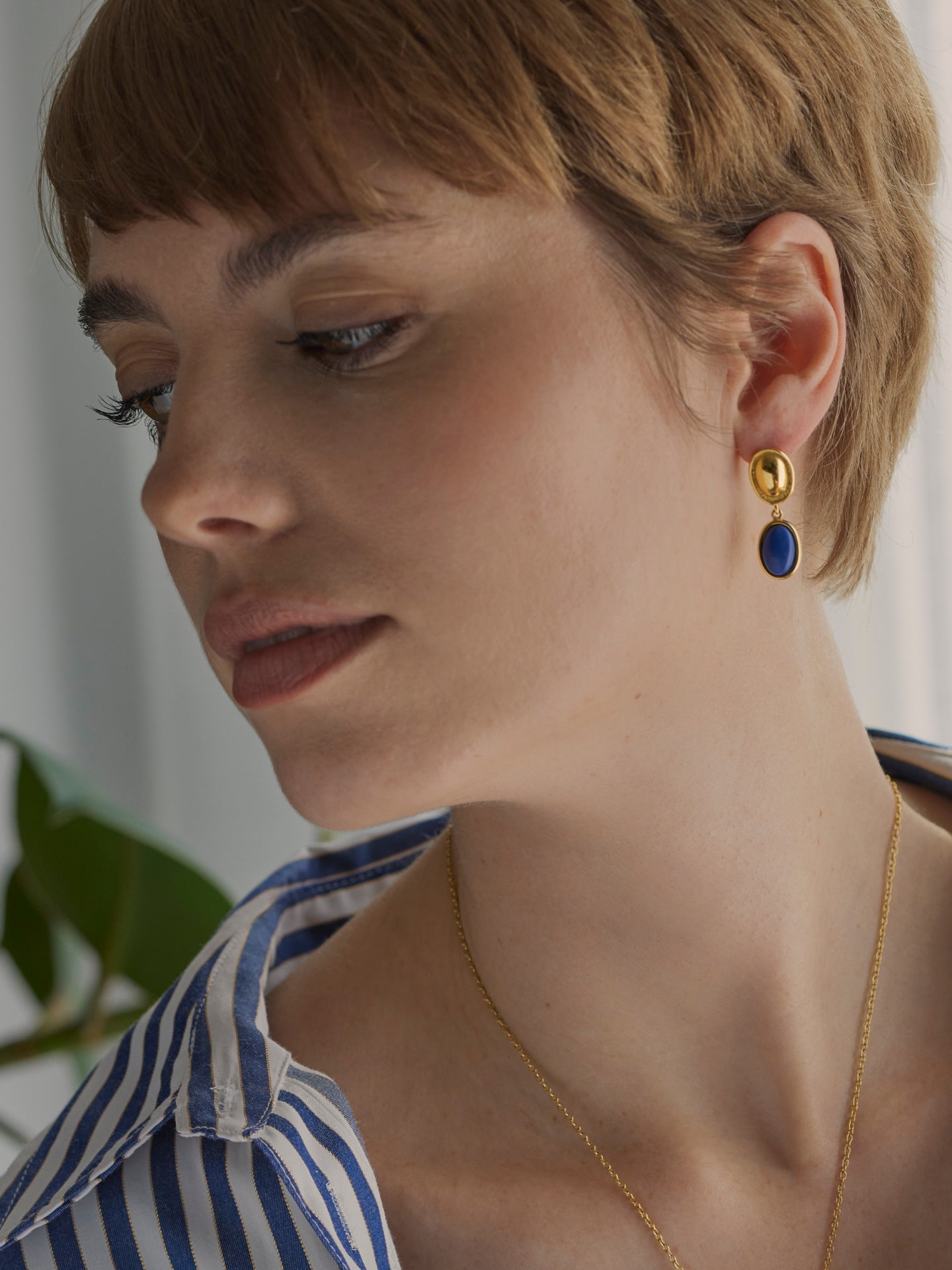 One Element Long Blue Earrings