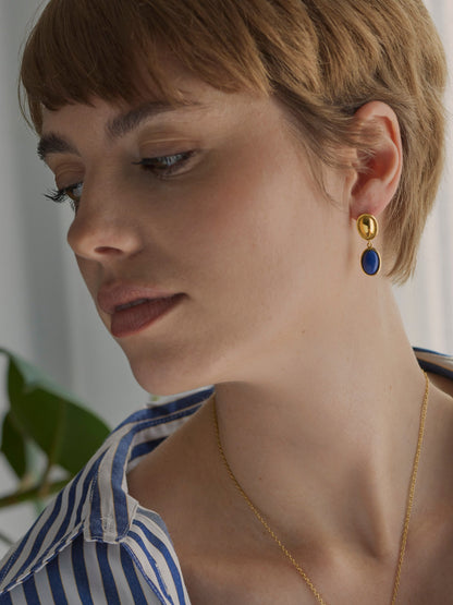 One Element Long Blue Earrings