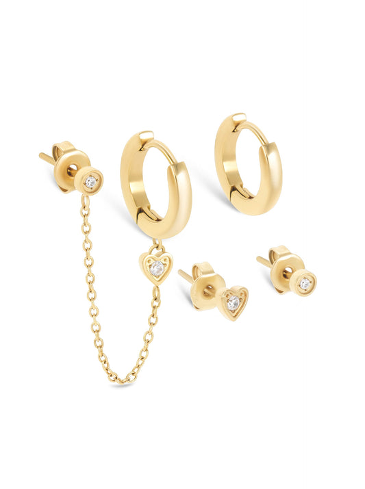 One Golden Four Earring Set