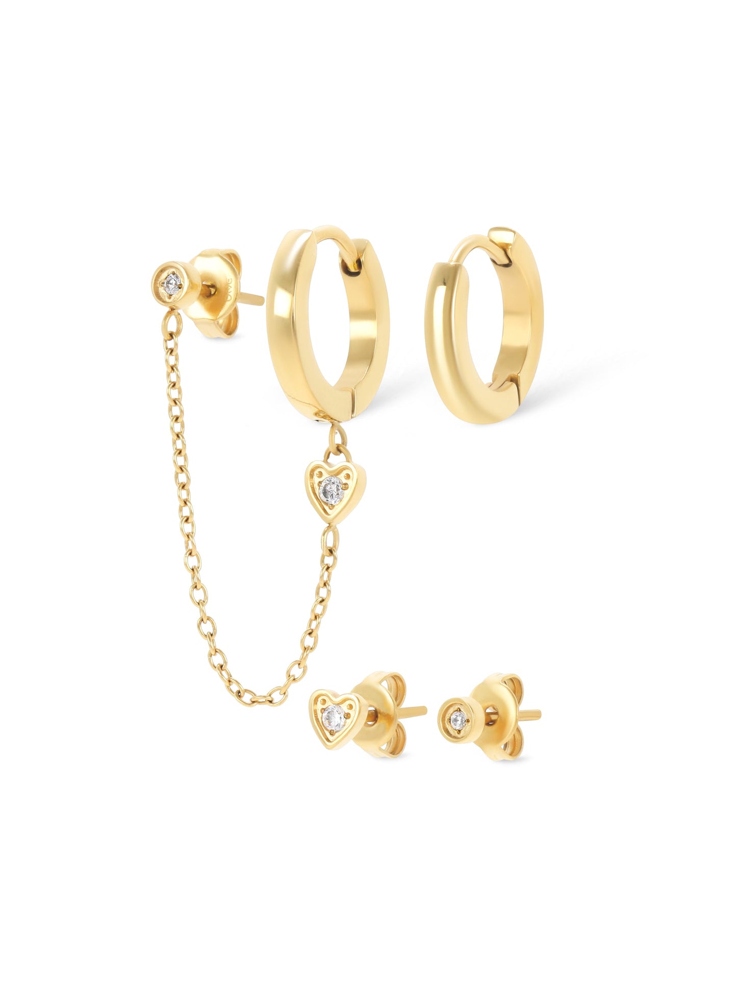 One Golden Four Earring Set