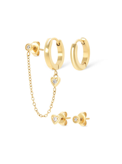 One Golden Four Earring Set