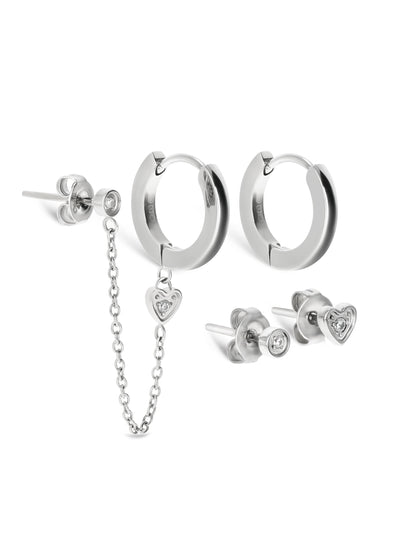 One Silvery Four Earring Set