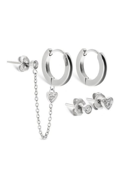 One Silvery Four Earring Set