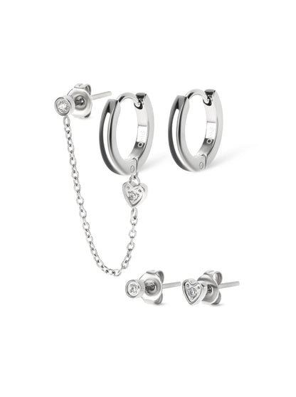 One Silvery Four Earring Set