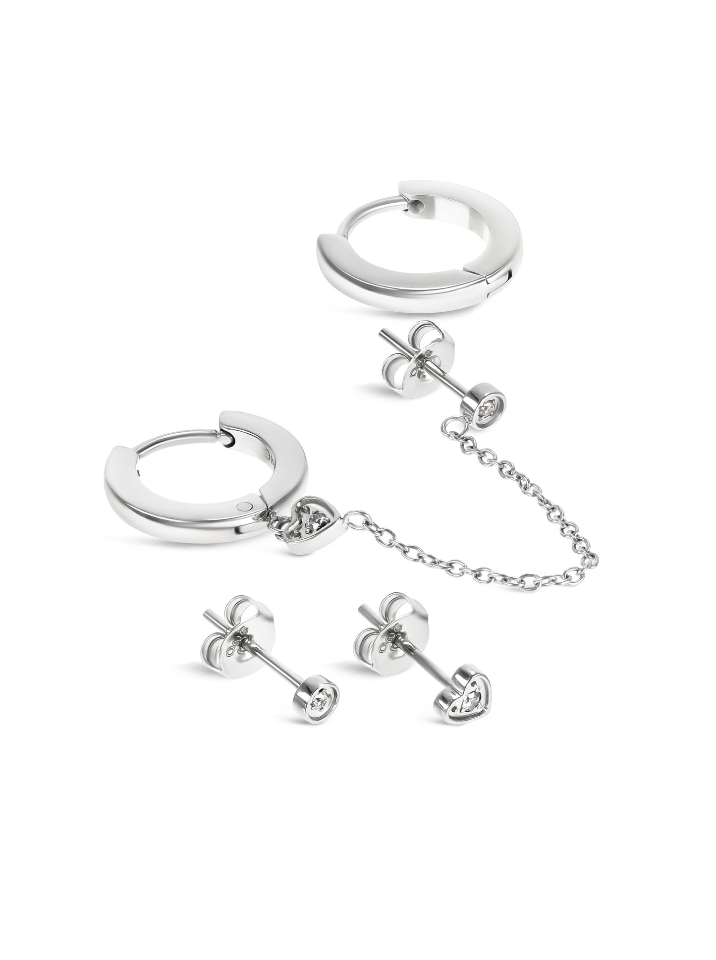 One Silvery Four Earring Set