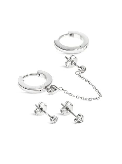 One Silvery Four Earring Set