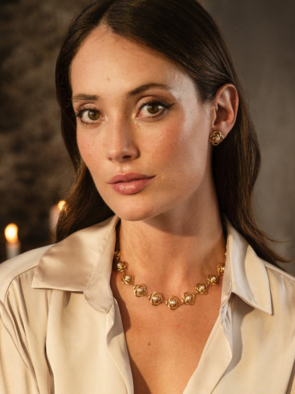 One Rose Pearl Necklace & Earring Set