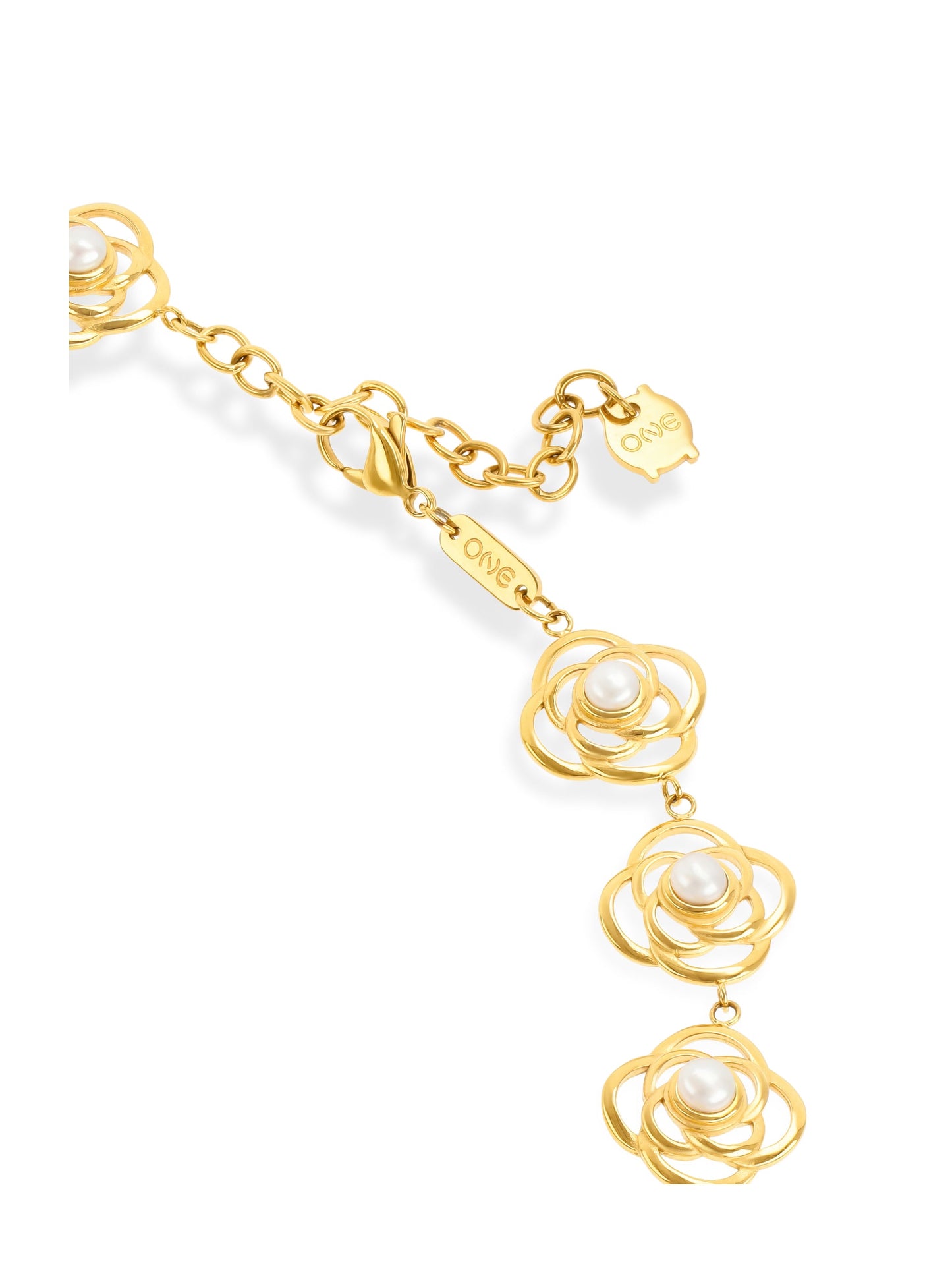 One Rose Pearl Necklace & Earring Set