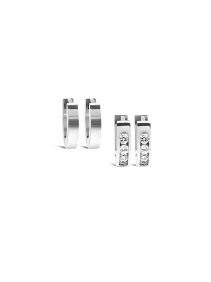 One Shimmer Silver Earring Set
