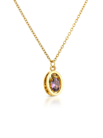 One Birthstone February Necklace & Earrings Set