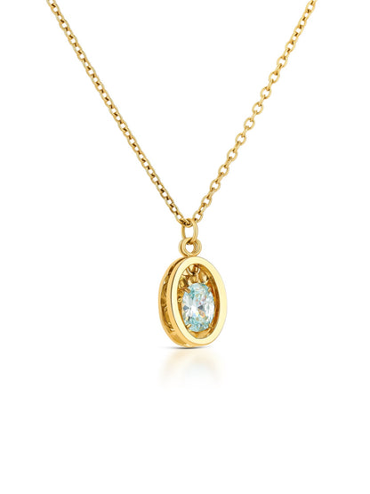 One Birthstone March Necklace & Earrings Set