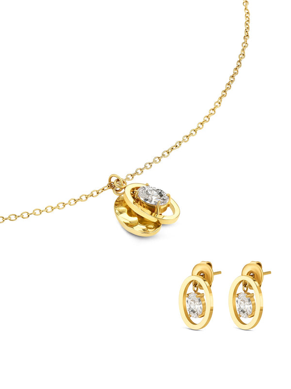 One Birthstone April Necklace & Earrings Set