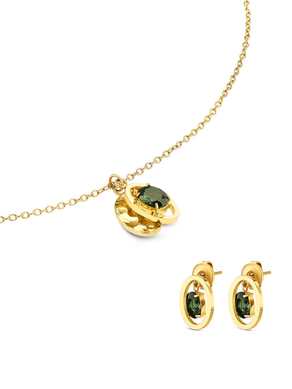 One Birthstone May Necklace & Earrings Set
