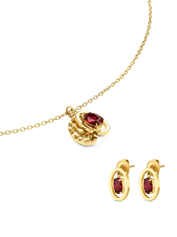 One Birthstone July Necklace & Earrings Set