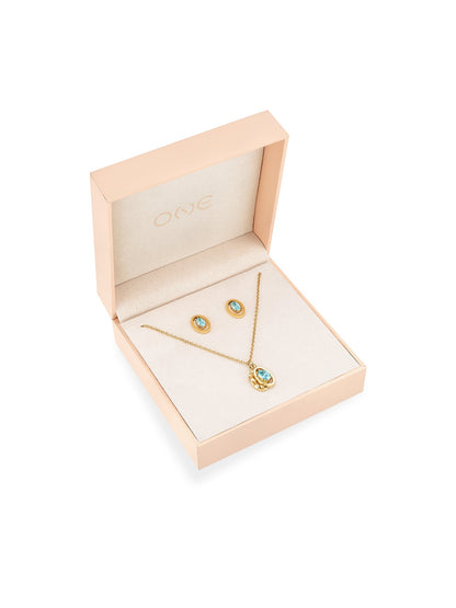 One Birthstone December Necklace & Earrings Set