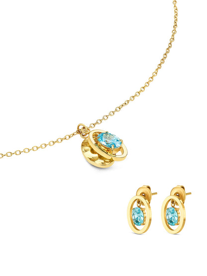 One Birthstone December Necklace & Earrings Set