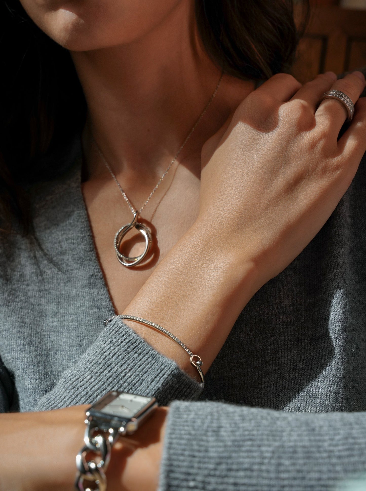 One Silver Frost Crystal Cuff Bracelet