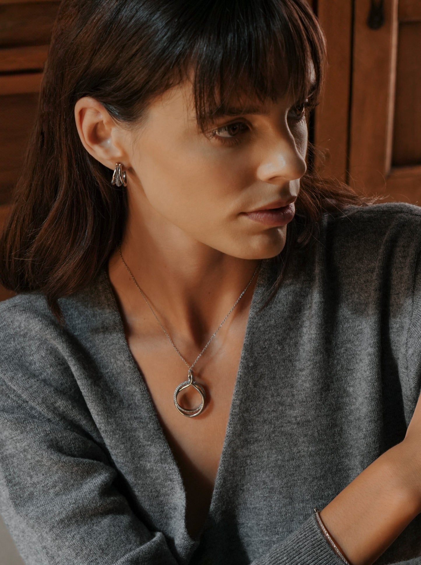 One Silver Frost Crystal Necklace