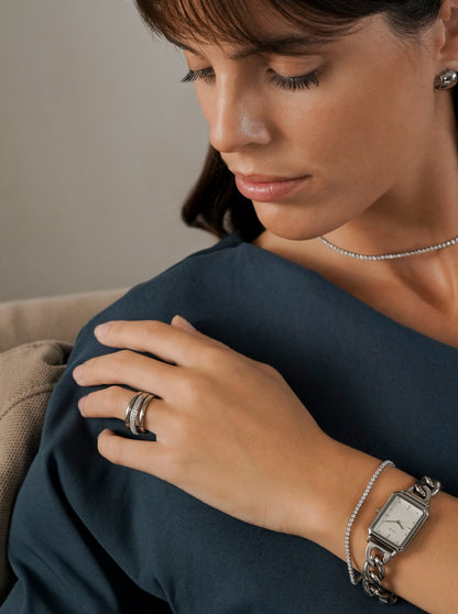One Silver Frost Crystal Ring
