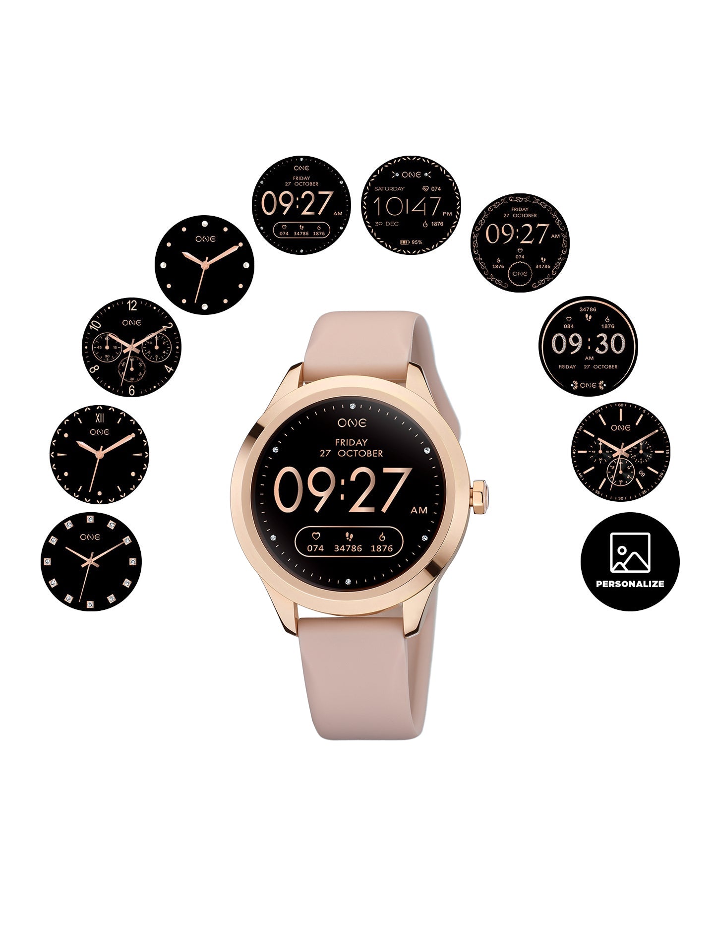 One Mini Rose Gold Silicone Smartwatch