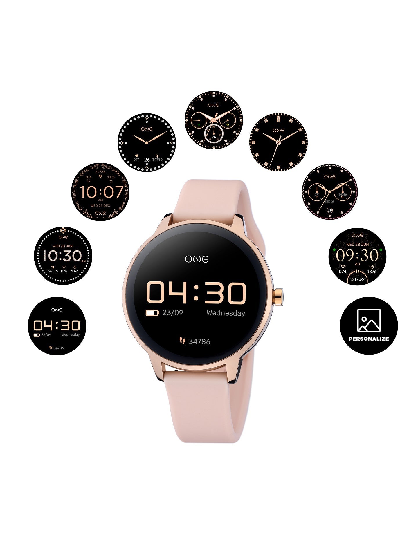 One QueenCall Rose Gold Silicone Smartwatch
