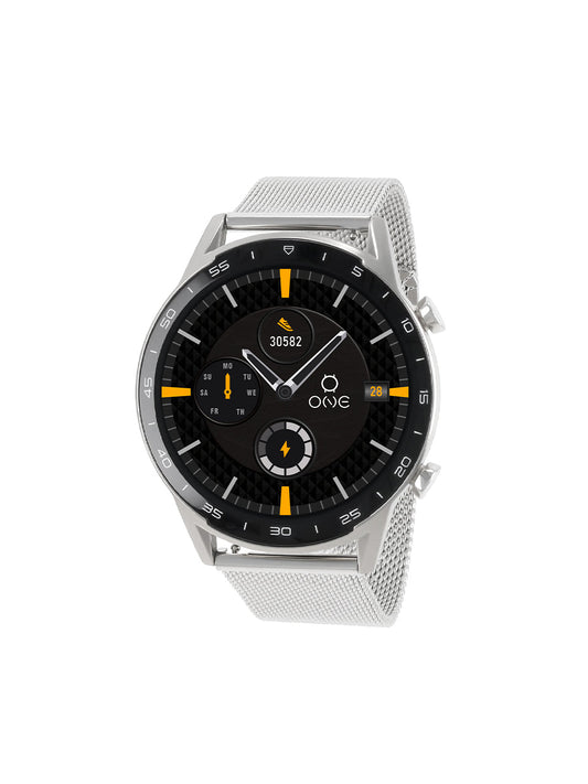 One Men Forceful Silver Mesh Smartwatch