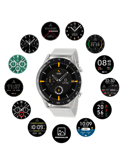 One Men Forceful Silver Mesh Smartwatch